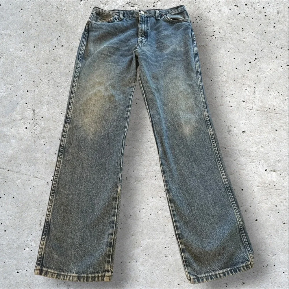 Wrangler‎ Cowboy Cut Jeans Mens 34x32 Blue Slim Fit 936GBK Faded Denim